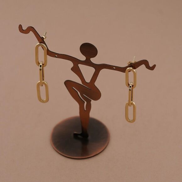 14k real gold Paperclip Dangle earrings stud earrings | made in Los Angeles | - Picture 7 of 7